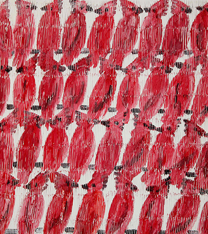 لوحة للكاردينالات على خلفية بيضاء.